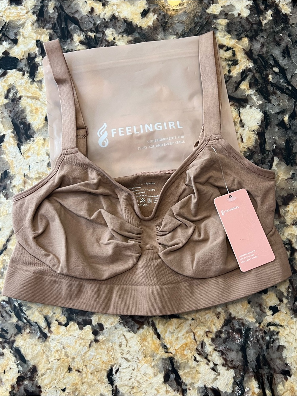FEELINGIRL ultrasoft seamless all day wear bra in taupe size Large